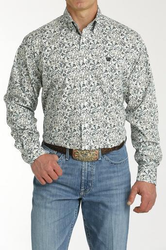 Cinch® Men's L/S Black/Blue/Peach Paisley Print Button Shirt Product Image