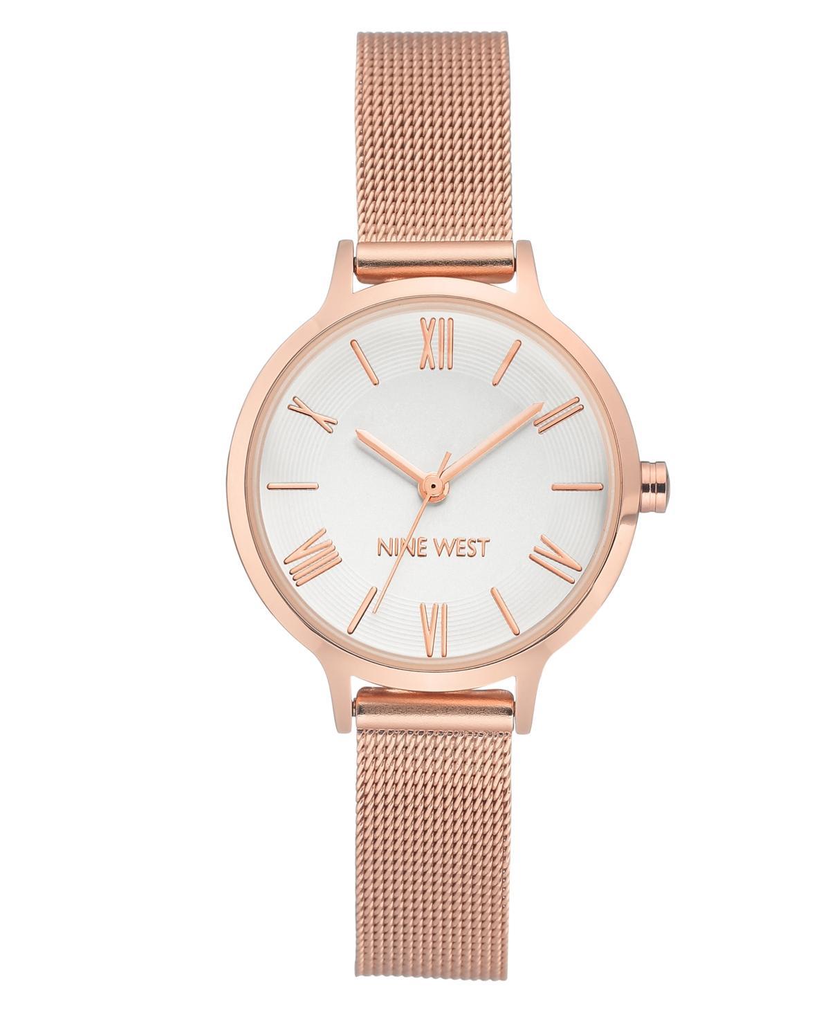 Nine West Womens Quartz Rose Gold-Tone Stainless Steel Mesh Band Watch, 31mm Product Image