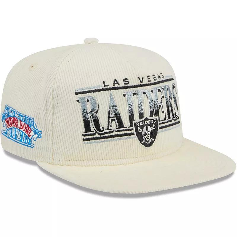 Mens New Era Cream Las Vegas Raiders Throwback Corduroy Golfer Snapback Hat Product Image