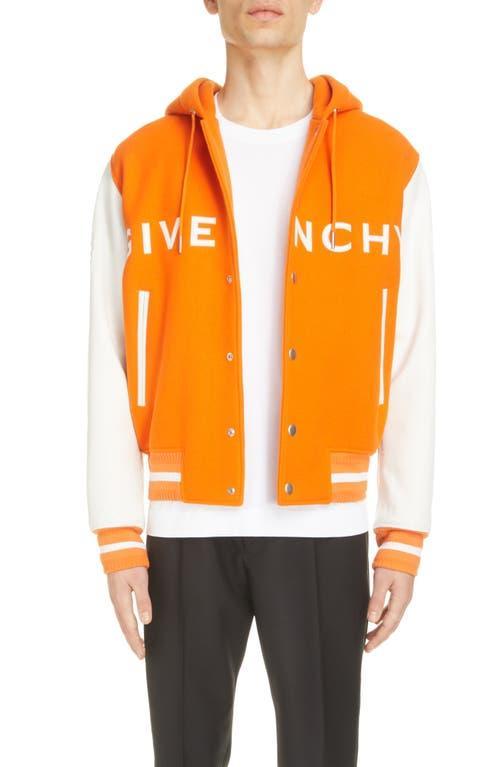 Givenchy Mixed Media Logo Wool Blend Varsity Jacket Product Image