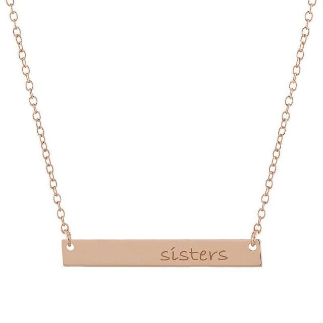 Sterling Silver Sisters Bar Necklace, Womens Pink Tone Product Image