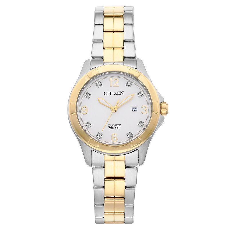 Citizen Womens Crystal Two Tone Stainless Steel Watch - EU6084-57A Product Image