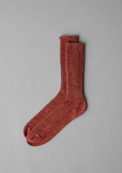 Nishiguchi Kutsushita Marled Hemp Cotton Socks | Brick Product Image