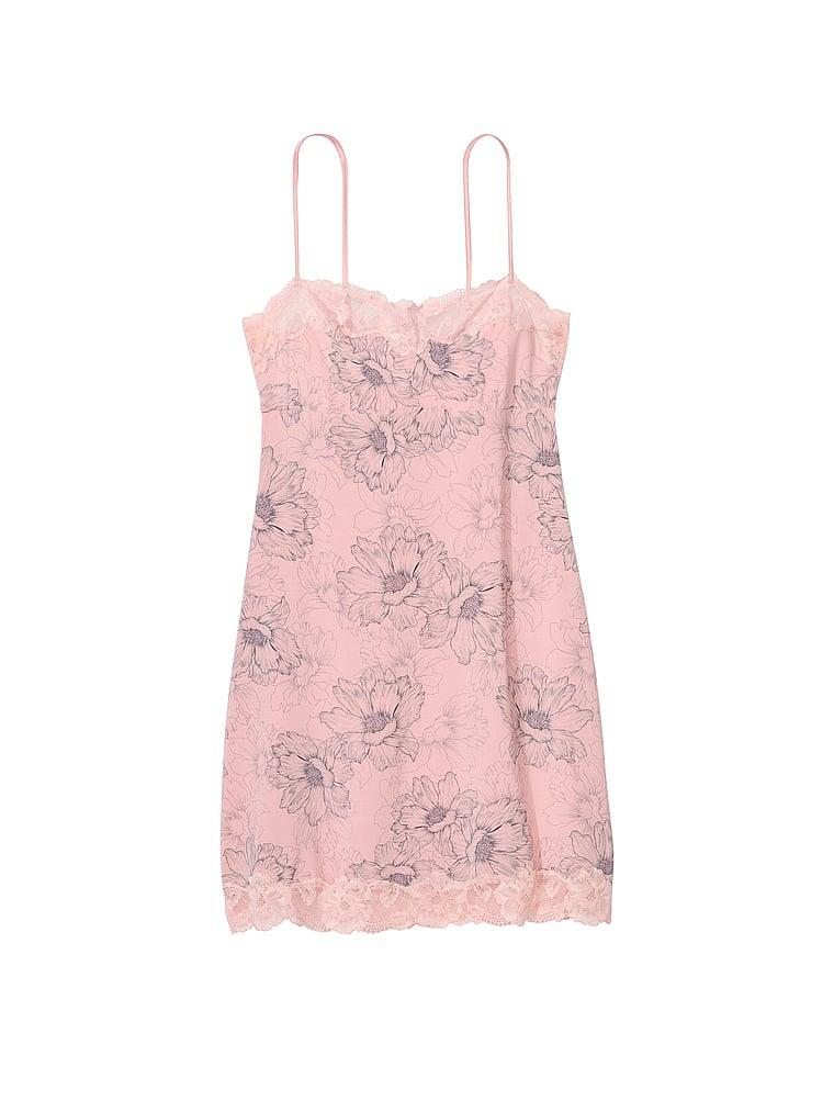 Modal Lace-Trim Straight-Neck Slip Dress Product Image