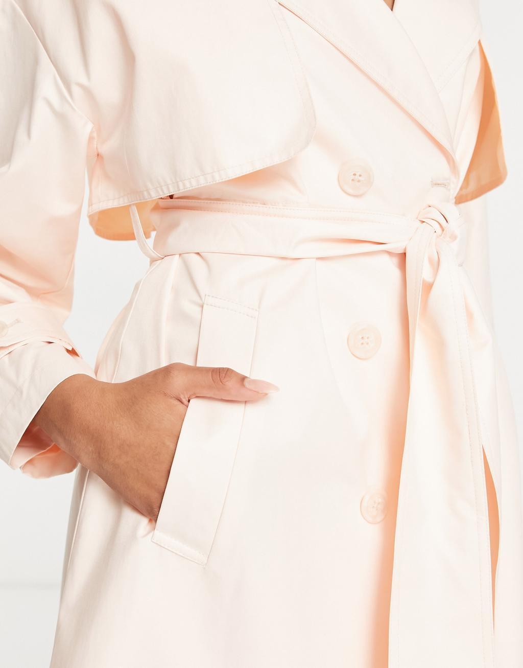 ASOS EDITION trench coat with tie in apricot Product Image