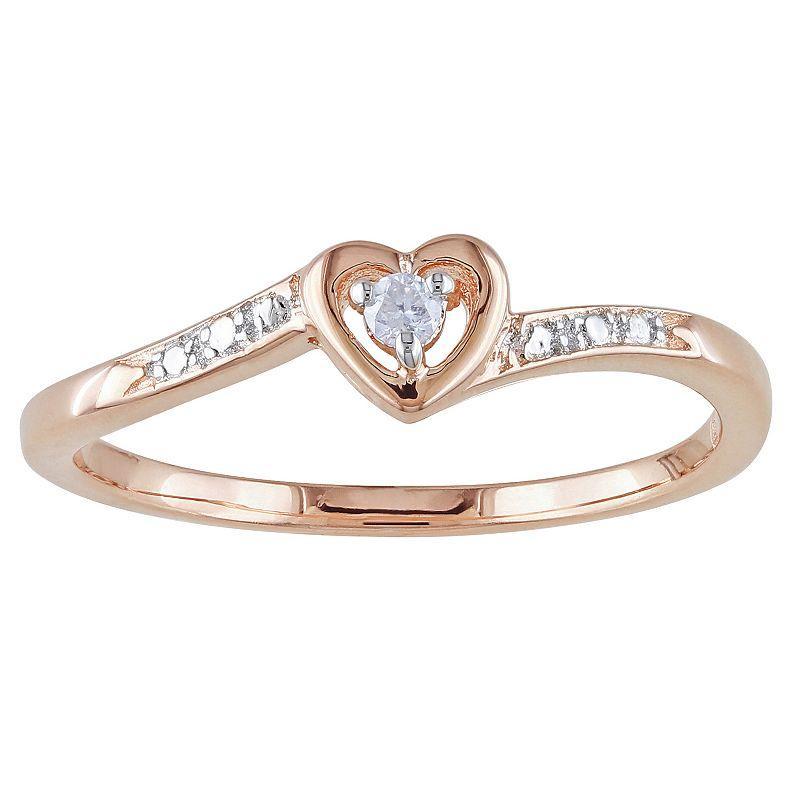 Stella Grace 18k Rose Gold Over Silver Diamond Accent Heart Ring, Womens Pink Tone Product Image