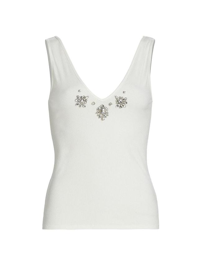 Womens Serafina Crystal-Embellished Rib-Knit Tank Top Product Image