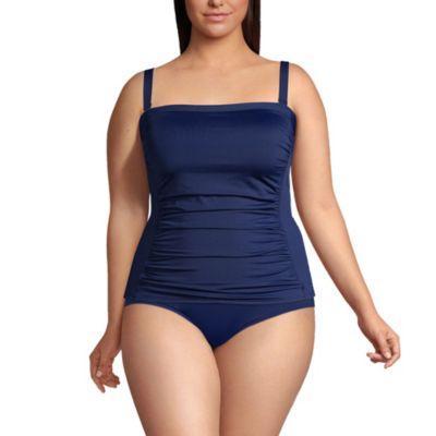 Plus Size Chlorine Resistant Bandeau Tankini Swimsuit Top with Removable Adjustable Straps Product Image