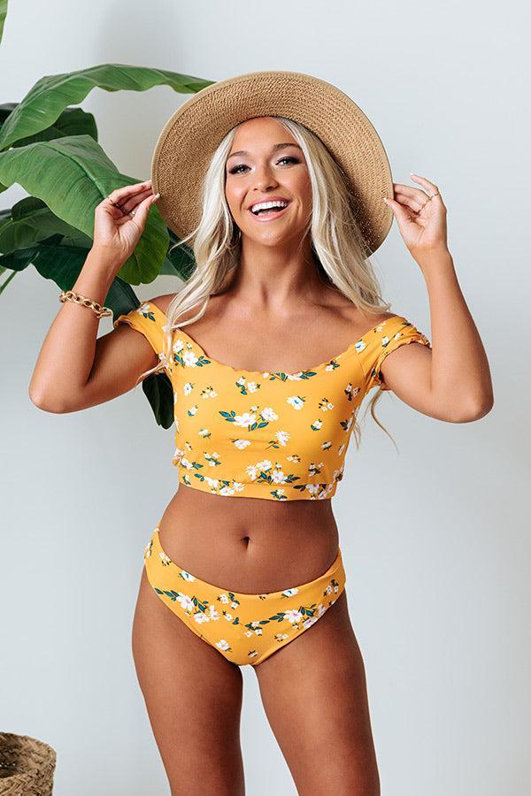 Secret Beach Floral Bikini Top in Marigold Product Image