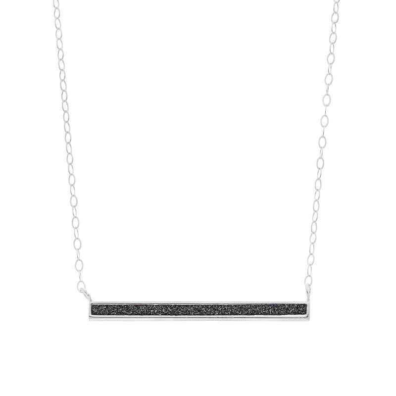 Aleure Precioso Sterling Silver Glitter Bar Necklace, Womens Black Product Image