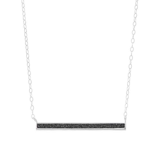 Aleure Precioso Sterling Silver Glitter Bar Necklace, Womens Black Product Image