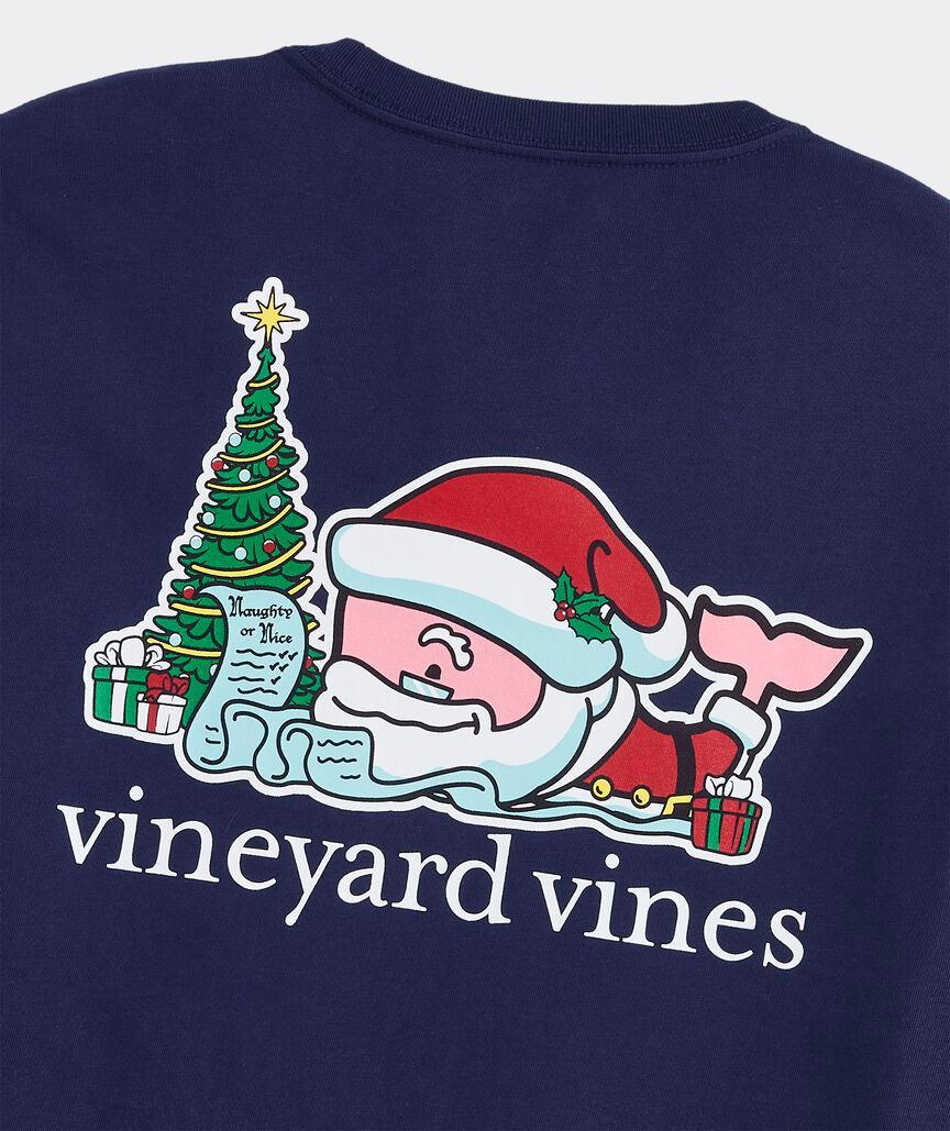 Santa's List Whale Long-Sleeve Pocket Tee Product Image