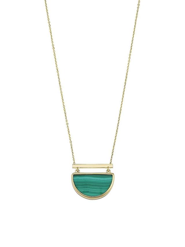 Womens 14K Yellow Solid Gold Malachite Better Half Necklace Product Image