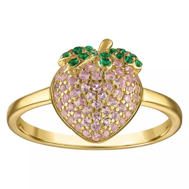 14k Gold over Sterling Silver Cubic Zirconia Strawberry Ring, Womens Gold Tone Product Image