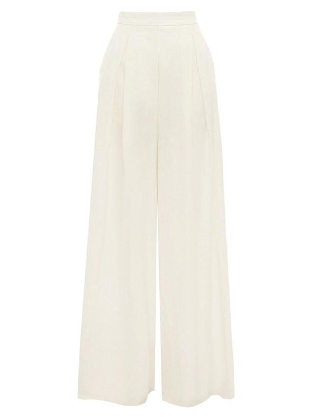 Womens Pleated Linen Wide-Leg Pants Product Image