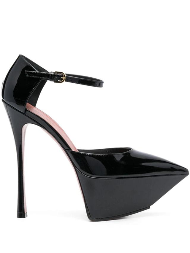 Angelica Leather Platform Pumps In Patent Black Product Image