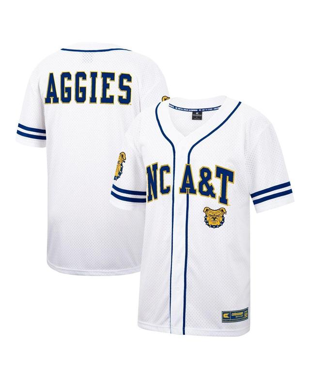 Mens Colosseum White North Carolina A&T Aggies Free Spirited Mesh Button-Up Baseball Jersey - White Product Image