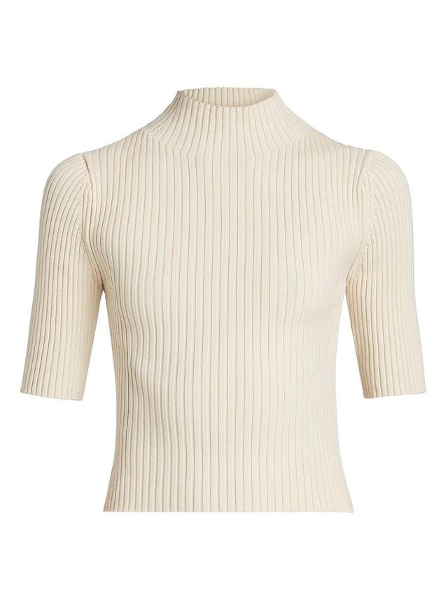 Womens Rib-Knit Cotton & Wool Crop Top Product Image