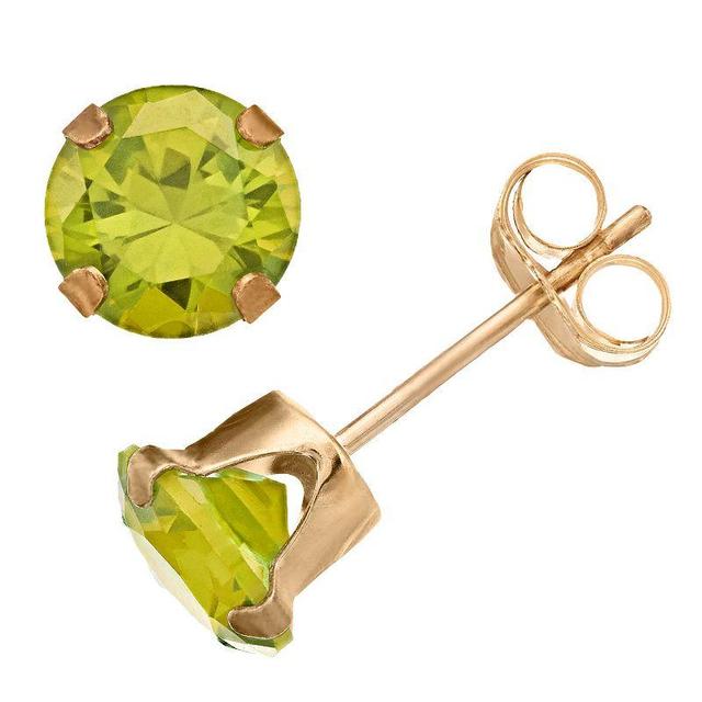 Pure Gem Collection 10k Gold Peridot Stud Earrings, Womens Product Image