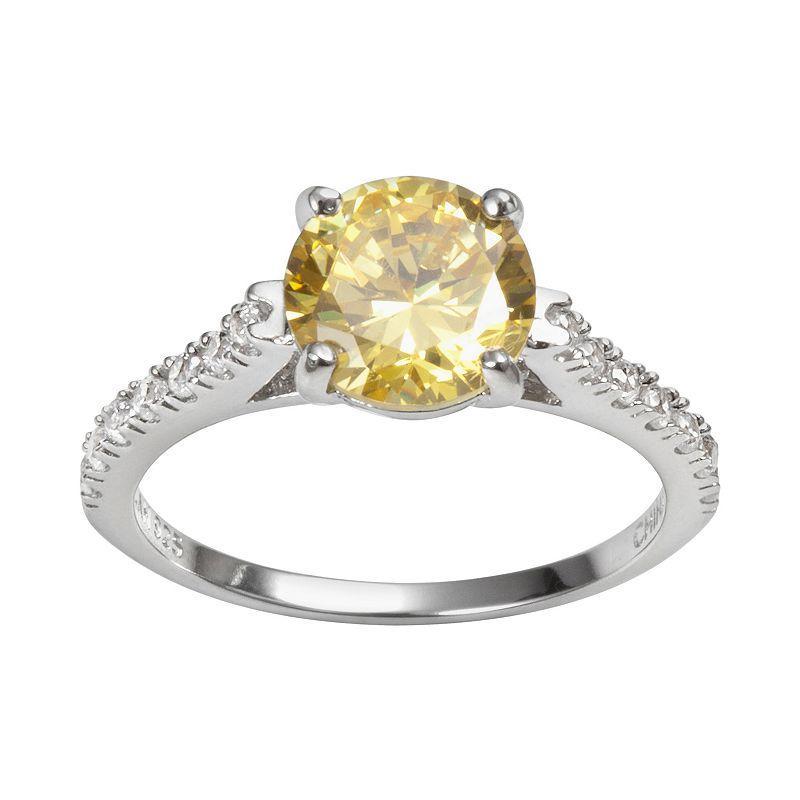 Sophie Miller Sterling Silver Yellow & White Cubic Zirconia Ring, Womens Product Image