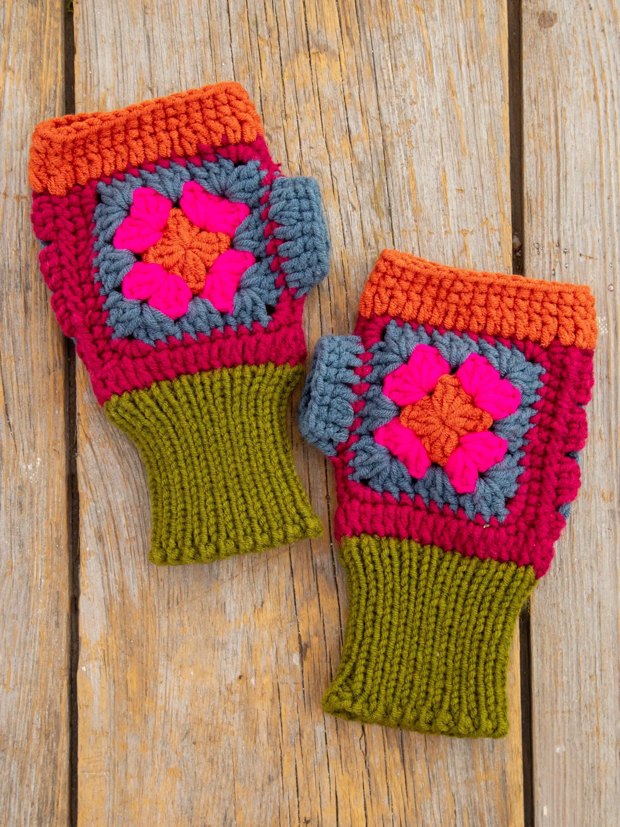 Crochet Fingerless Gloves - Olive Product Image