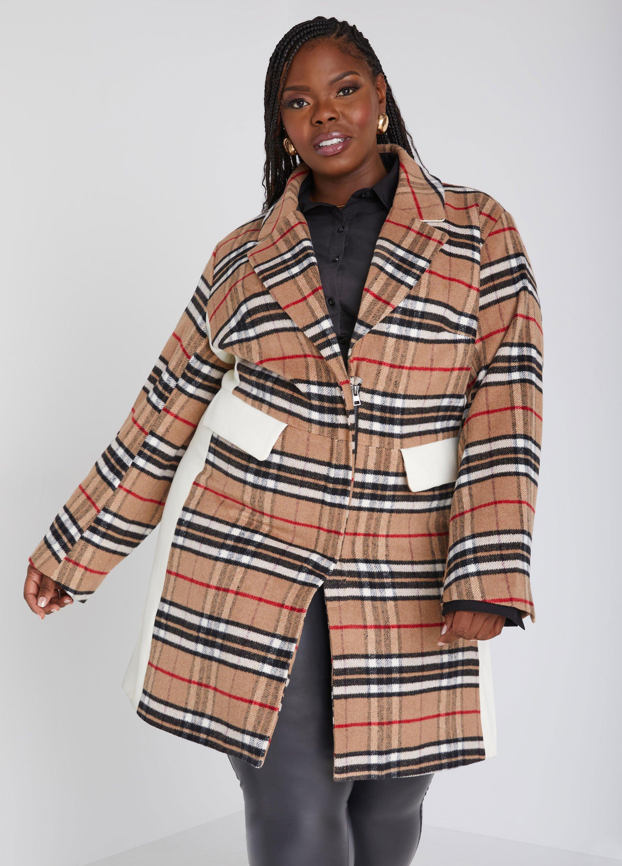 Plus Size Plaid Flannel Coat Ashley Stewart Product Image