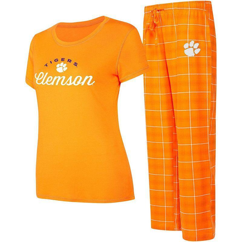 Womens Concepts Sport /White Clemson Tigers Arctic T-Shirt & Flannel Pants Sleep Set Product Image