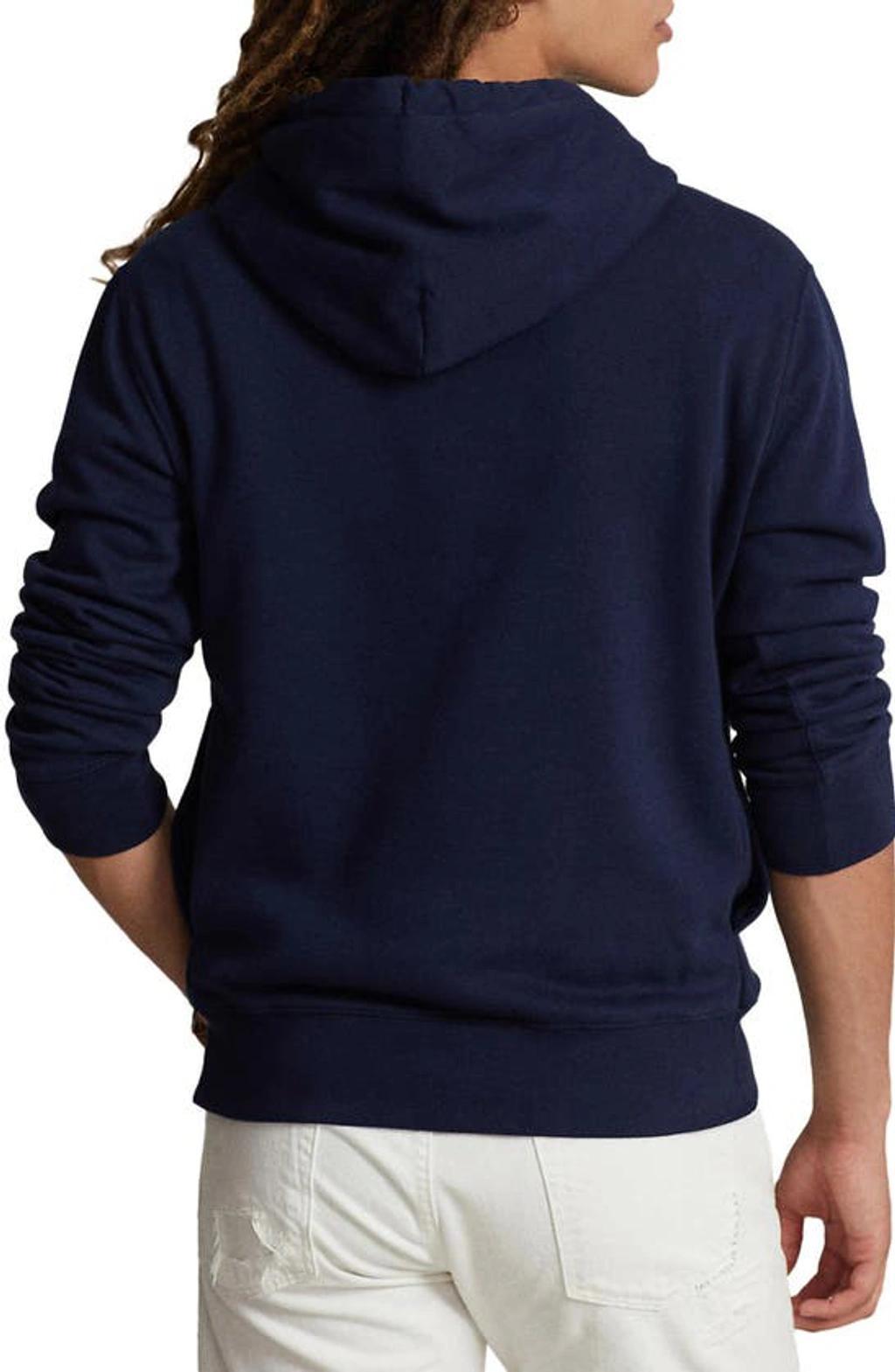 Bear Printed Drawstring Hoodie In Navy Product Image