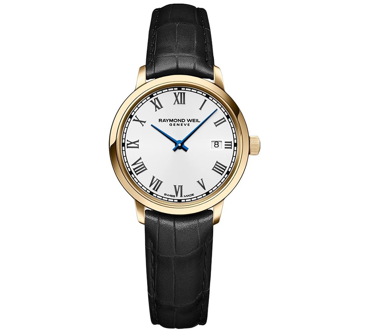 Raymond Weil Womens Swiss Toccata Black Leather Strap Watch 29mm Product Image