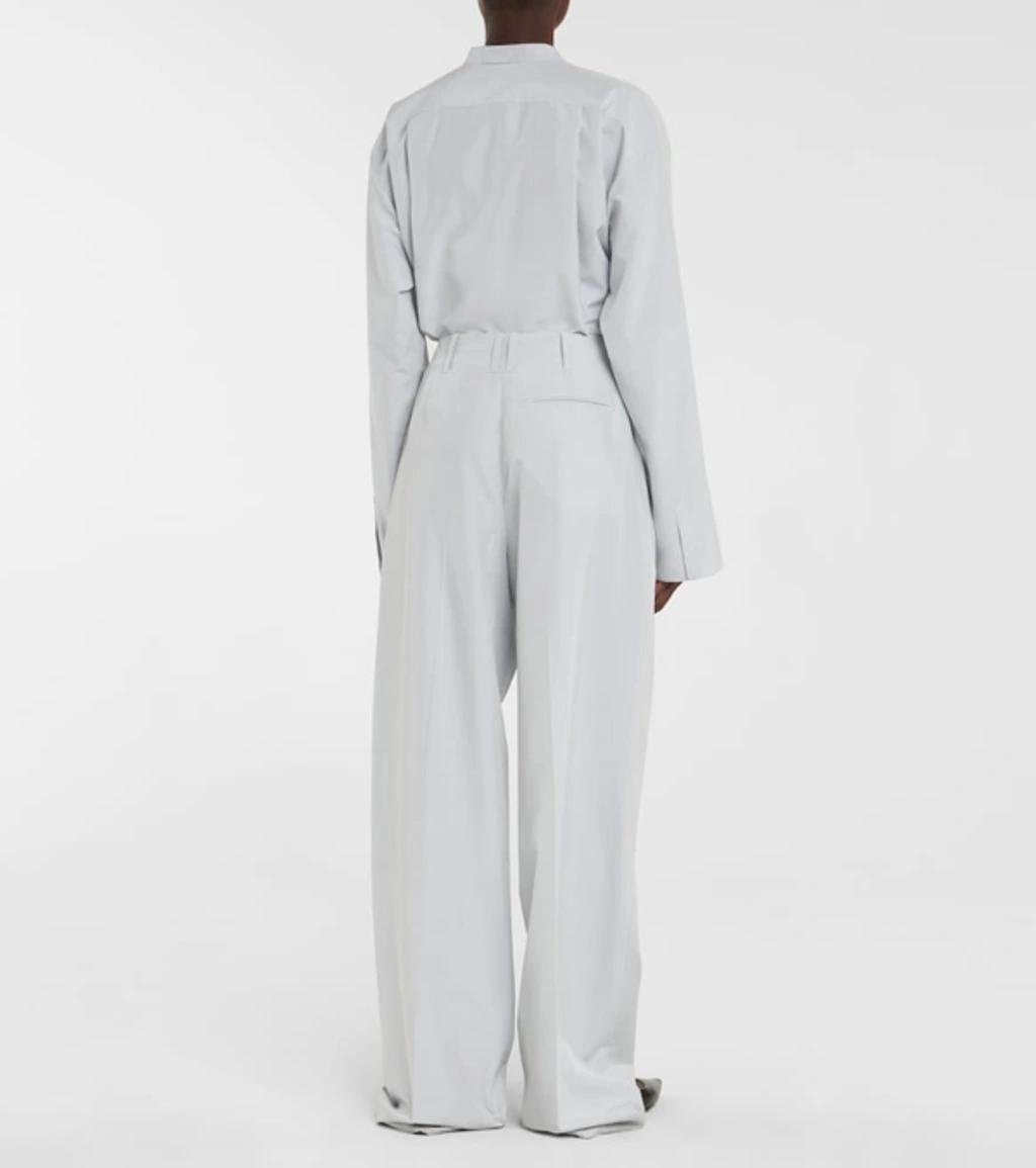 THE ROW Gaugin Pleated Silk Wide-leg Pants In Blue Product Image