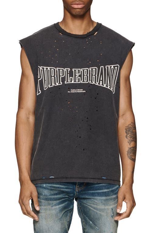 PURPLE BRAND Distressed Sleeveless Graphic T-Shirt Product Image