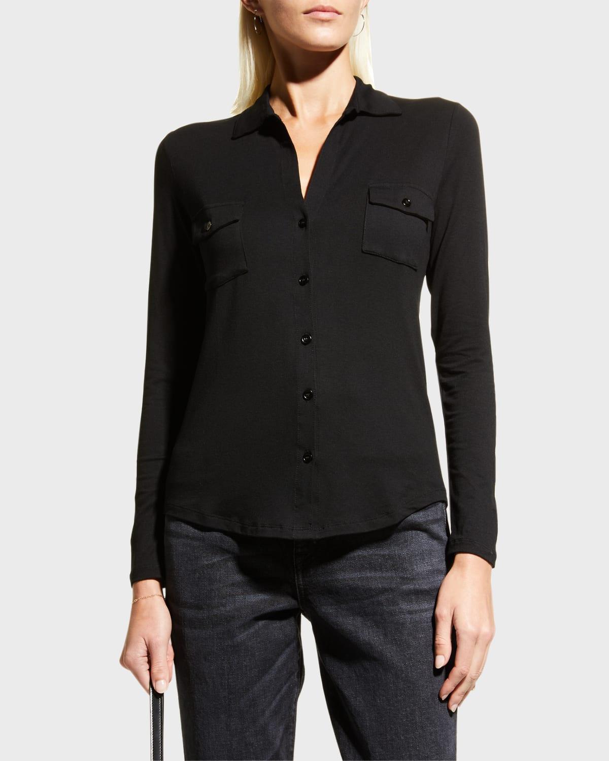 Womens Soft Touch Long-Sleeve Pocket Shirt Product Image