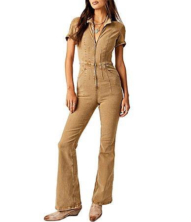 Free People Jayde Denim Flared Jumpsuit Product Image