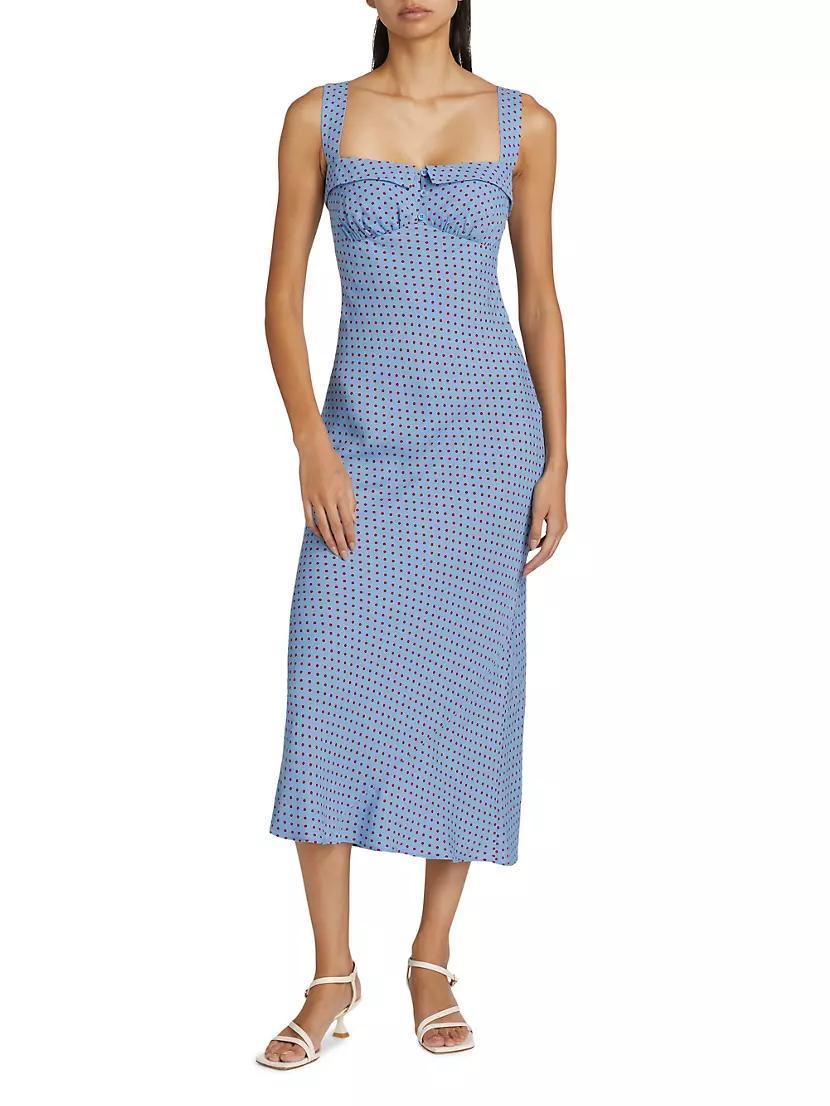 Tancy Polka Dot Linen Sleeveless Midi-Dress Product Image