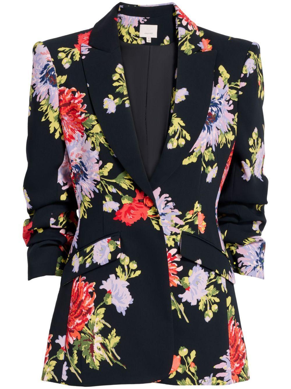 Floral-print Single-breasted Blazer In Black Multi Product Image