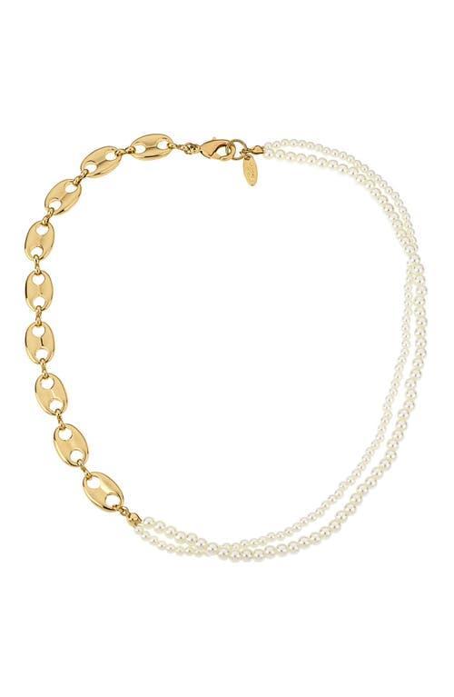 Ettika Meet Me Halfway Imitation Pearl & Mariner Link Necklace Product Image