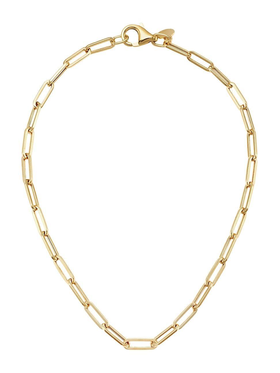 Womens 14K Gold Paperclip Chain Anklet - Yellow Gold Product Image