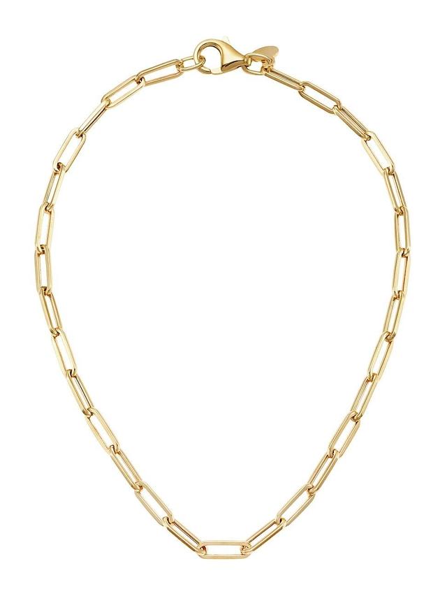 Womens 14K Gold Paperclip Chain Anklet - Yellow Gold Product Image