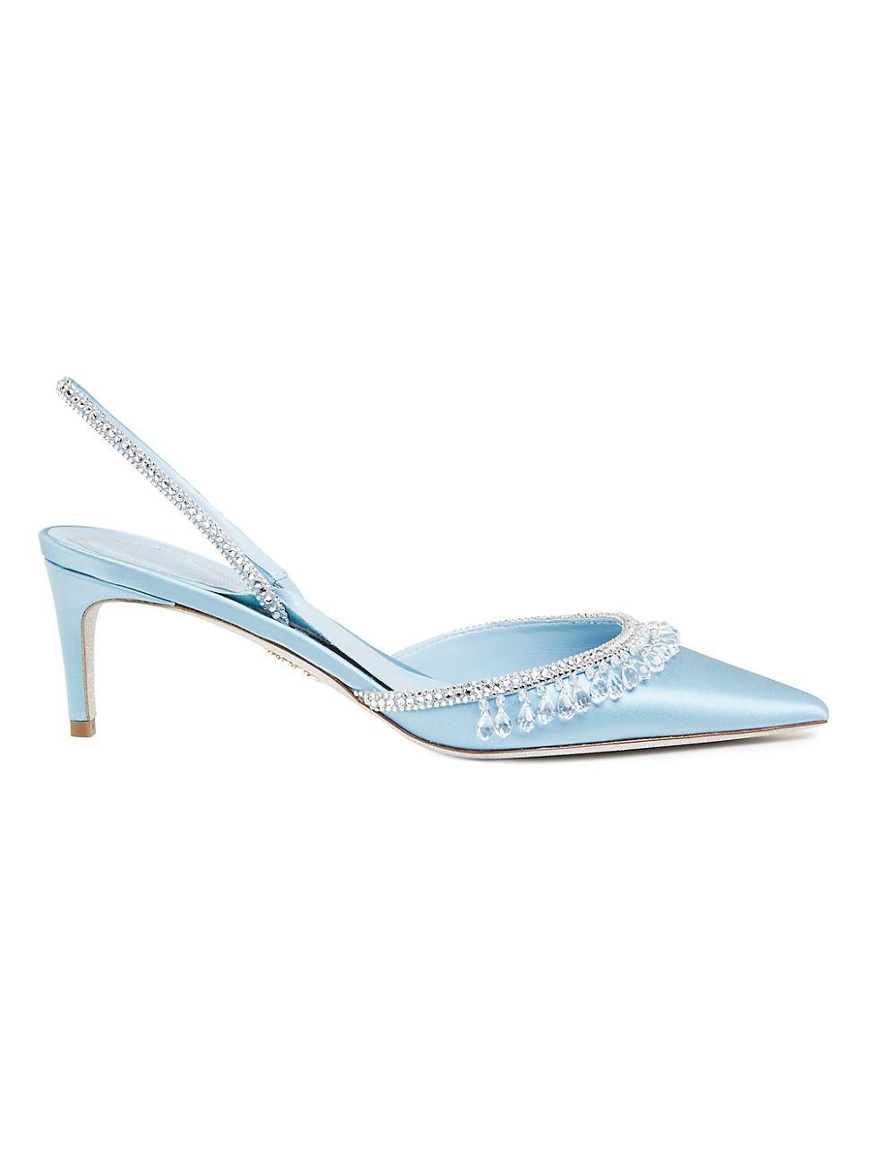 Womens 60MM Crystal & Satin Slingback Pumps Product Image