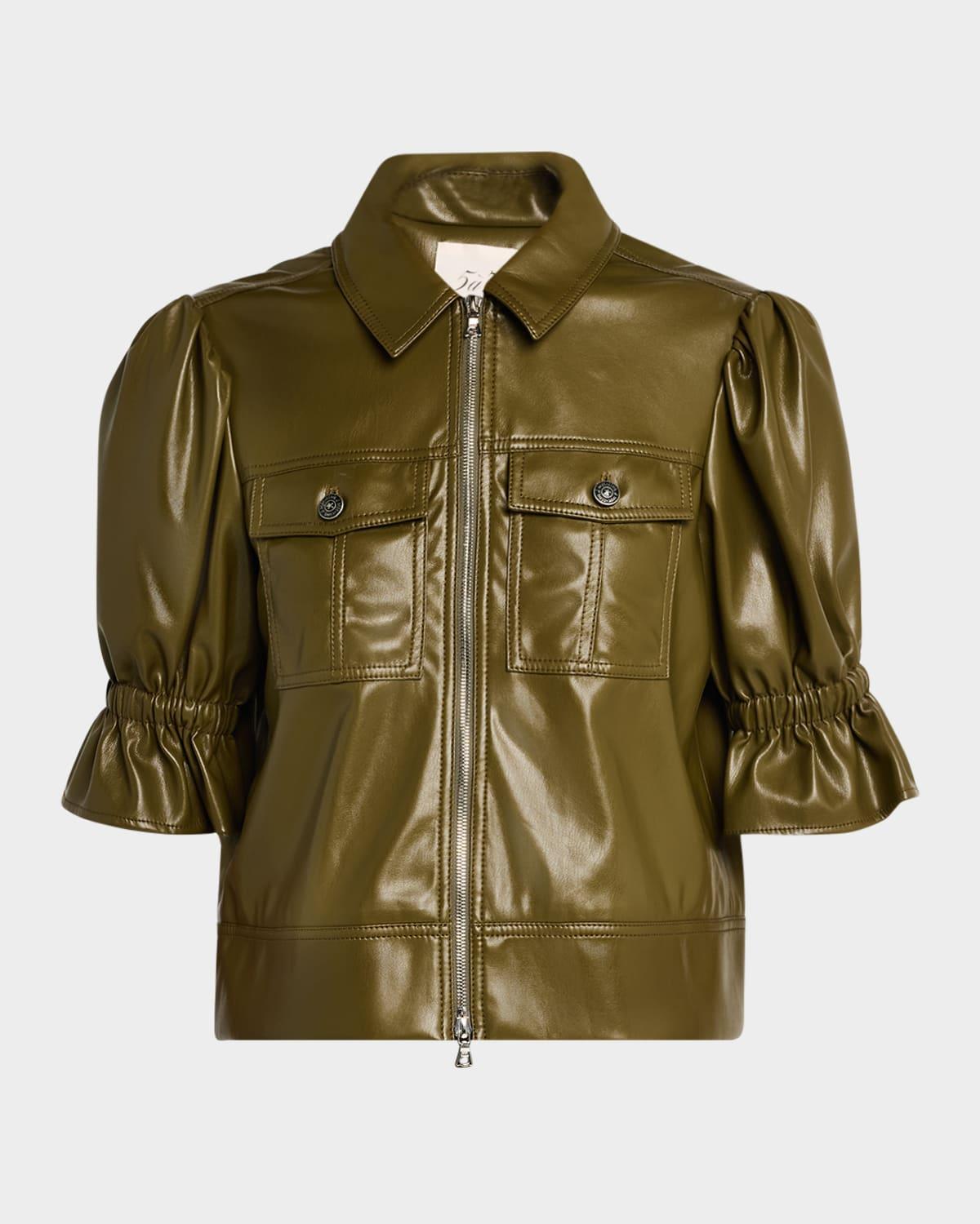 Holly Cropped Vegan Leather Jacket Product Image