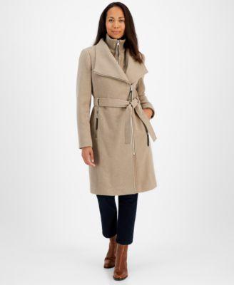 Calvin Klein Womens Wool Blend Belted Wrap Coat, Created for Macys Product Image