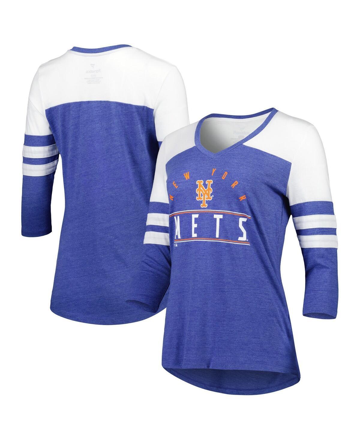 Womens Fanatics Heather Royal New York Mets League Leader Tri-Blend 3/4-Sleeve V-Neck T-shirt Product Image