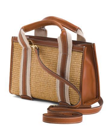 Leather Trim Taped Crossbody for Women Product Image