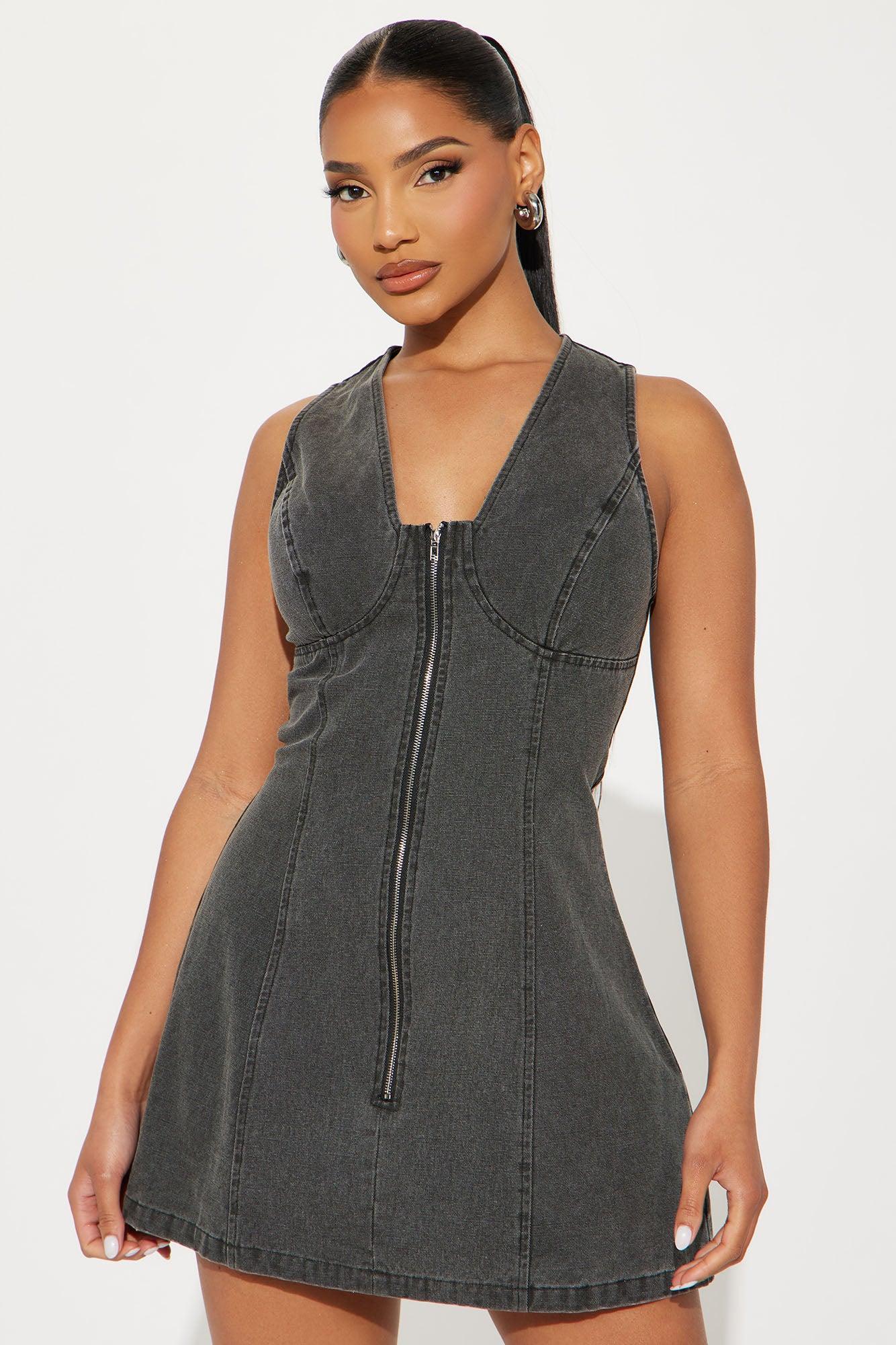 Babes Ride Out Denim Micro Mini Dress - Grey product image