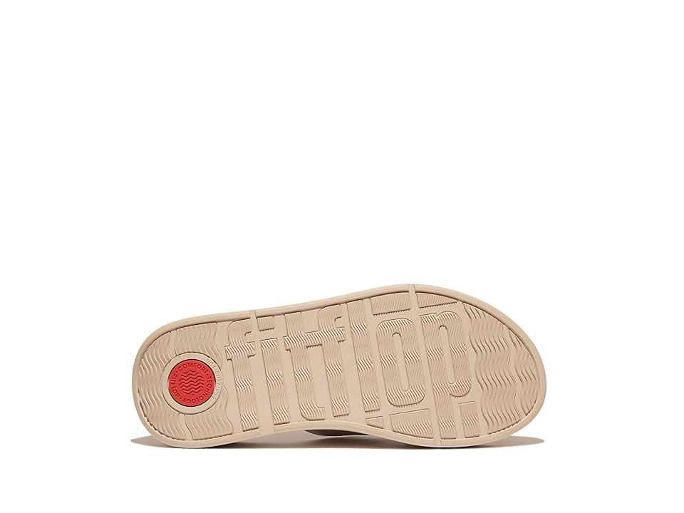 FitFlop F-Mode Raw-Edge Leather Flatform H-Bar Slides (Stone Beige) Women's Sandals Product Image