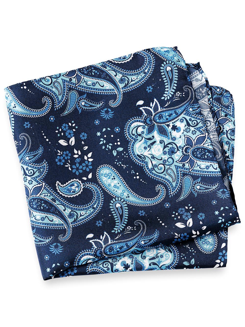 Paisley Silk Pocket Square - Blue Product Image