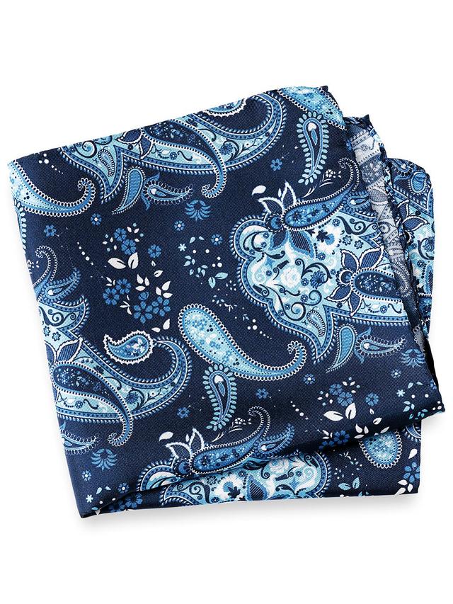 Paisley Silk Pocket Square - Blue Product Image