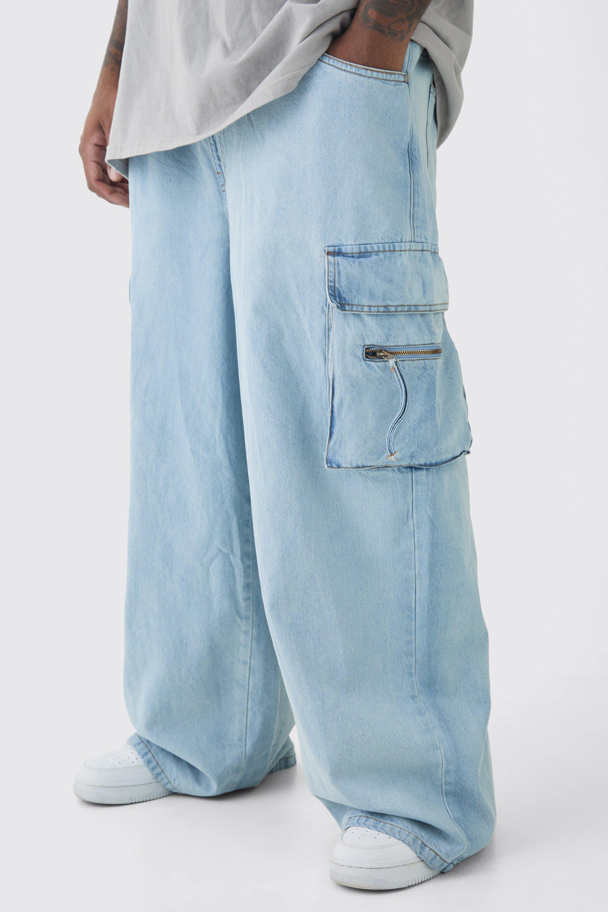 Plus Baggy Rigid Cargo Jeans | boohooMAN USA Product Image