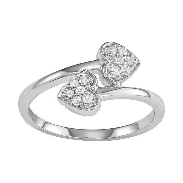 Sterling Silver 1/6 Carat T.W. Diamond Heart Bypass Ring, Womens Silver Tone Product Image