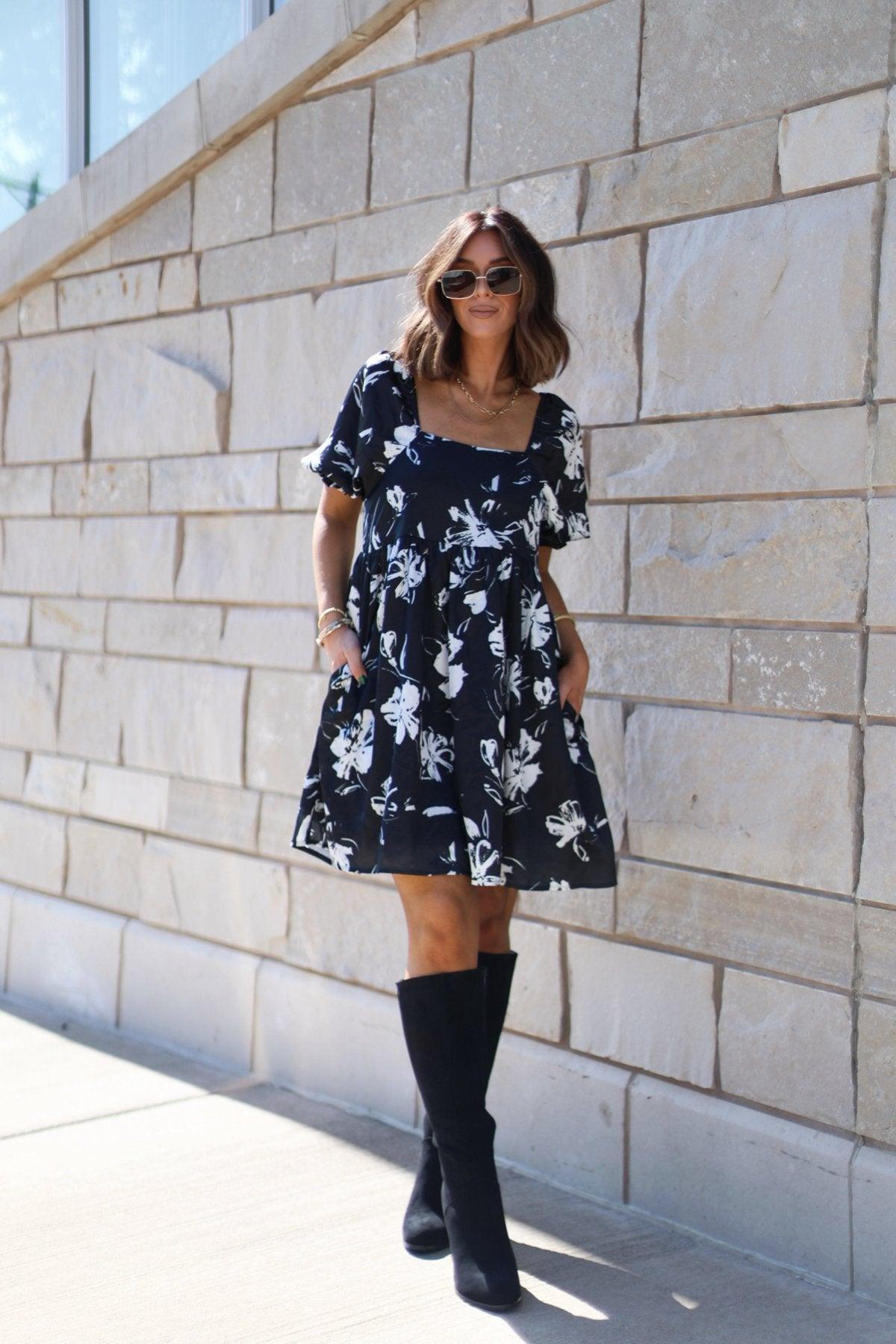 Stacey Black Floral Mini Dress Product Image